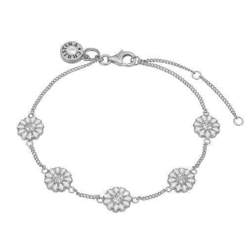 Image of Christina Collect 925 sterling sølv 5 Marguerites Fin kæde med 5 margueriter 26 hvide topazer, model 601-S02